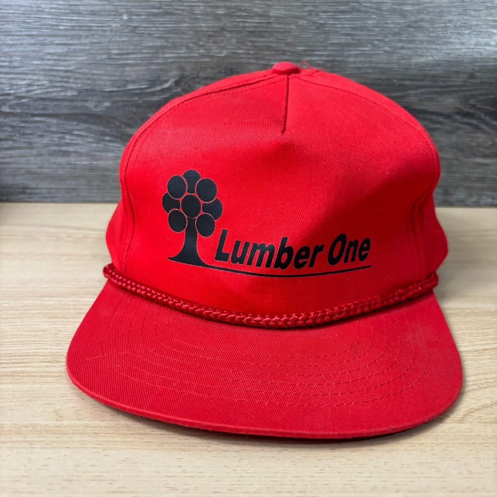 Vintage Lumber One Hat Cap Snap Back Red Rope Trucker